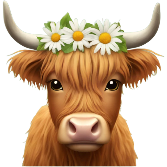 Highland cow with a flower headband emoji