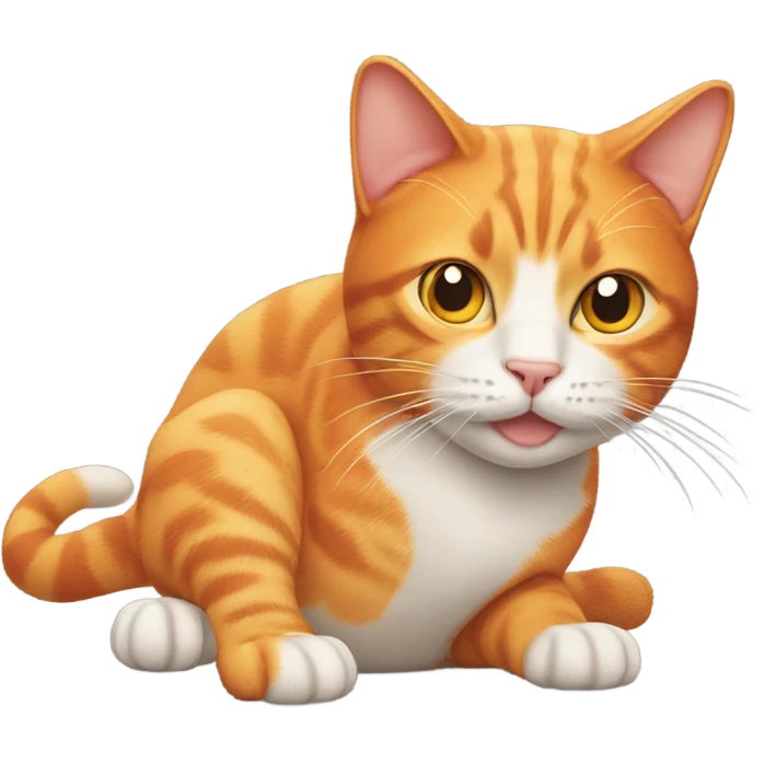 Orange cat with a mouse on its head emoji