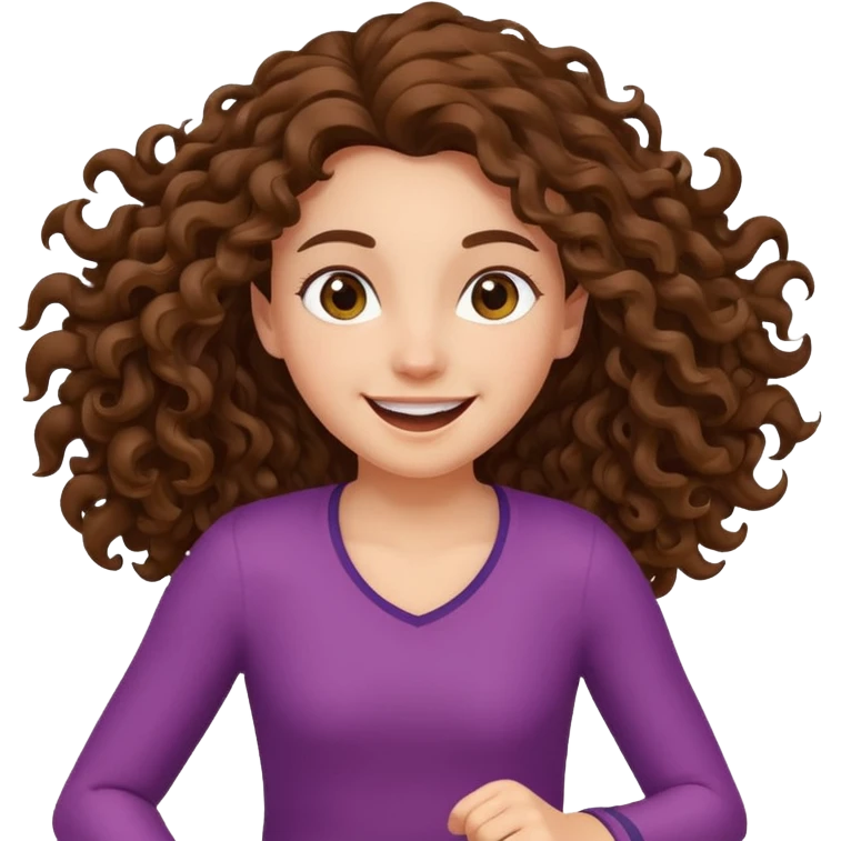 curly brown hair long girl running emoji