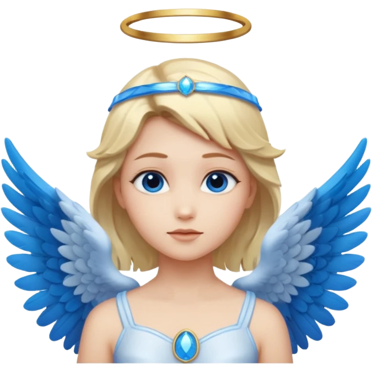anime style angel with a blue halo and blue wings emoji