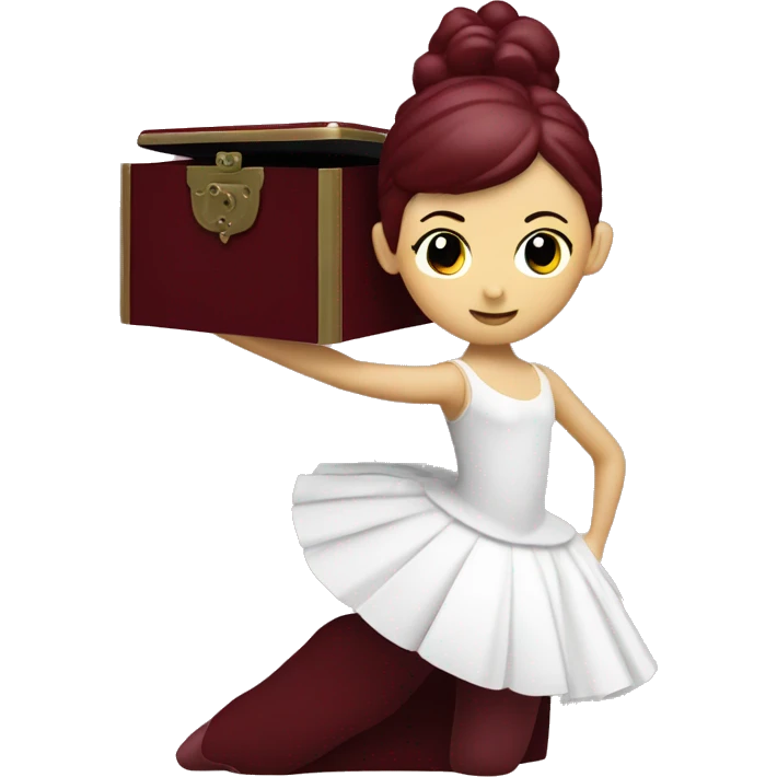 burgundy music box with white ballerina standing back emoji
