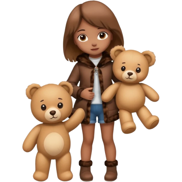 a full body of girl kid wearing fur clothing, playing teddy bear



















 emoji