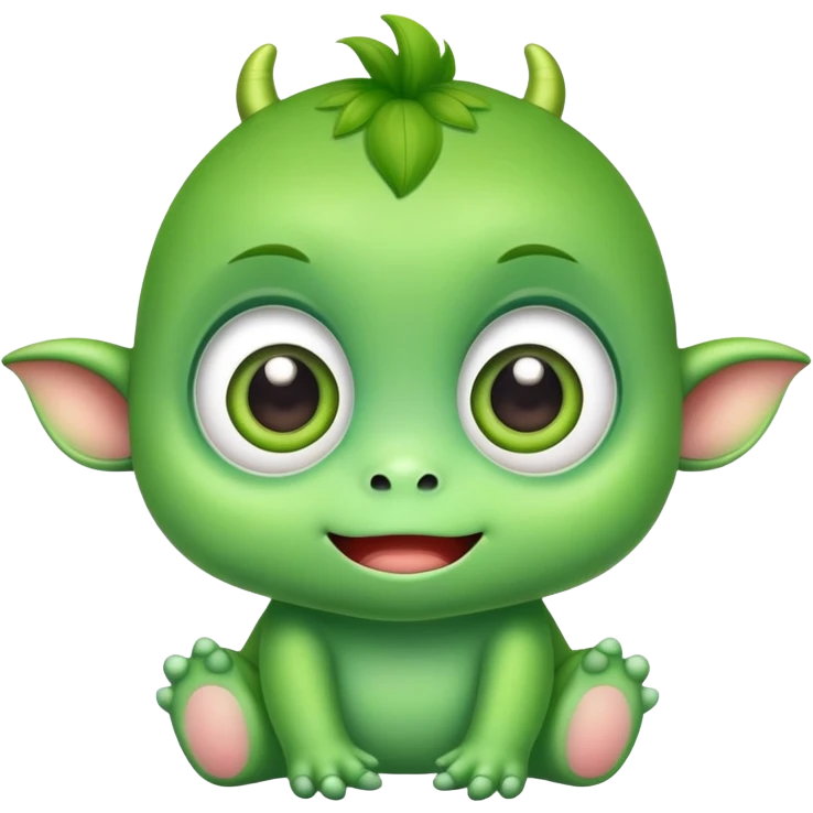 Cute baby green monster emoji