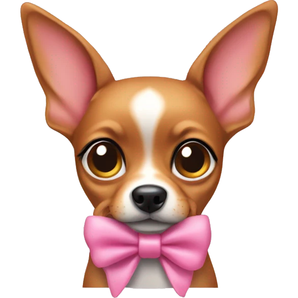 Mini pincher dog wearing pink bow emoji