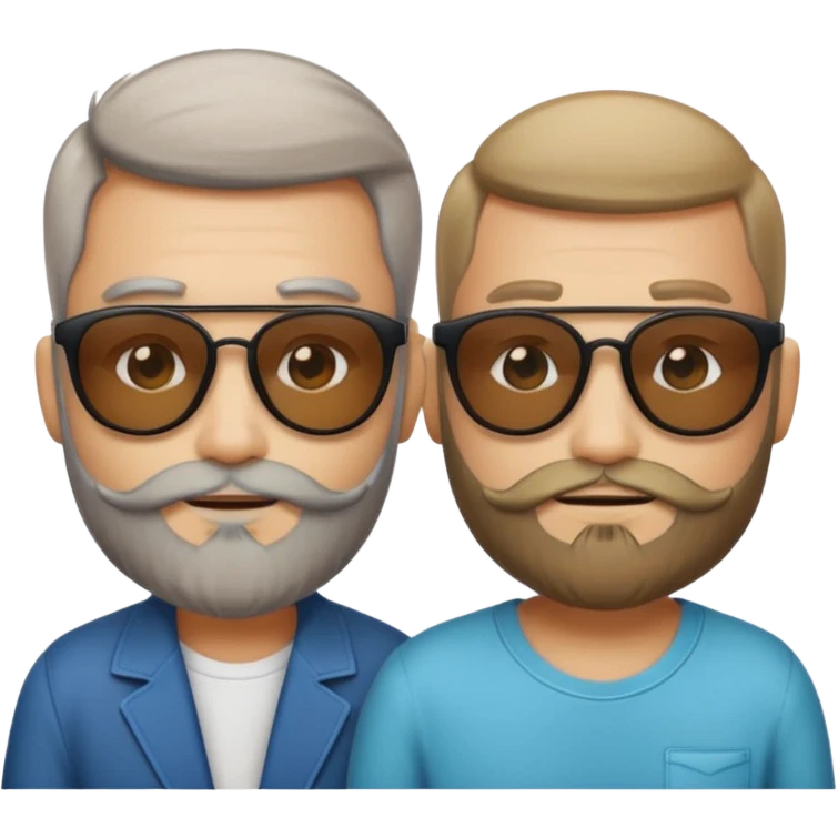Van u make 2 cool emojis with shades side by side, both have faded hair, one of them should also have faded beard. Beneath the faded beared emoji should have the initials WQ and the other PJ emoji