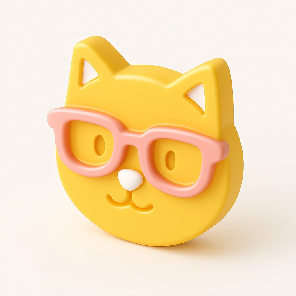 A cat with pink glasses emoji