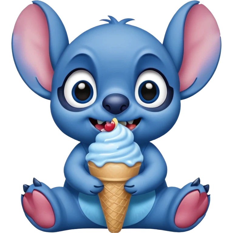 ￼ Stitch eating ice cream ￼ emoji