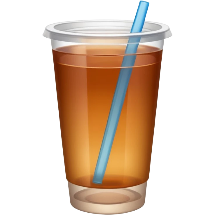 Open plastic cup with cold brown mate tea, without any straws. emoji