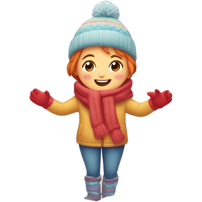 Playing in the snow with red face  emoji
