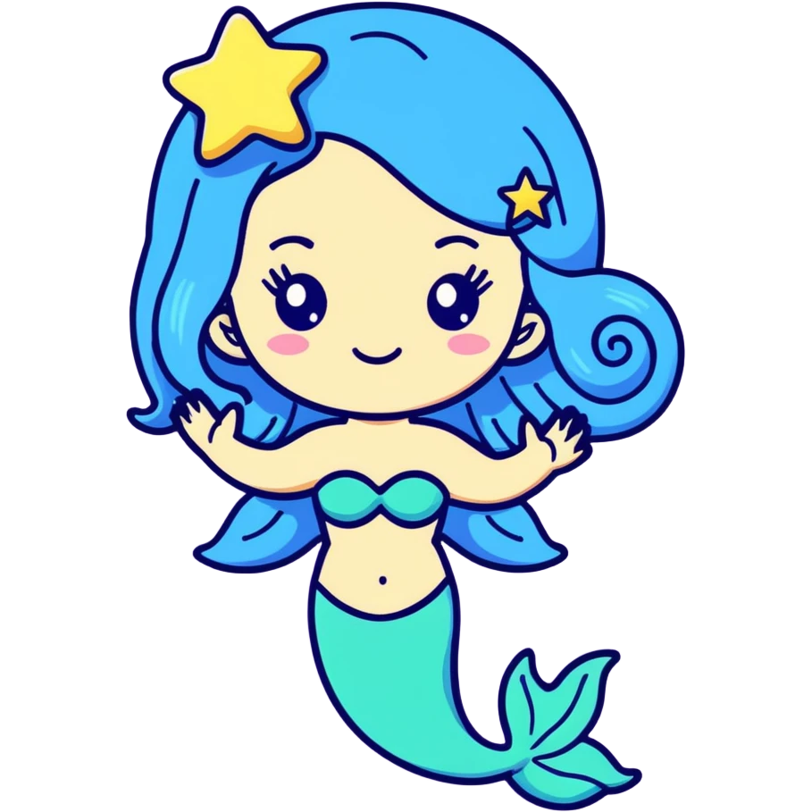 Mermaid star alien girl with blue hair  emoji