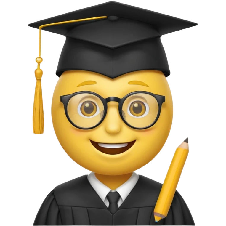 Желтый смайлик с очками и шляпой выпускника универа  emoji
