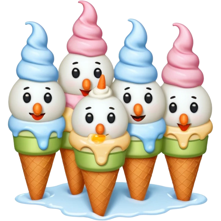 snowmen with  ice cream emoji