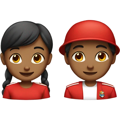 Girl and boy wearing red uniforms  emoji