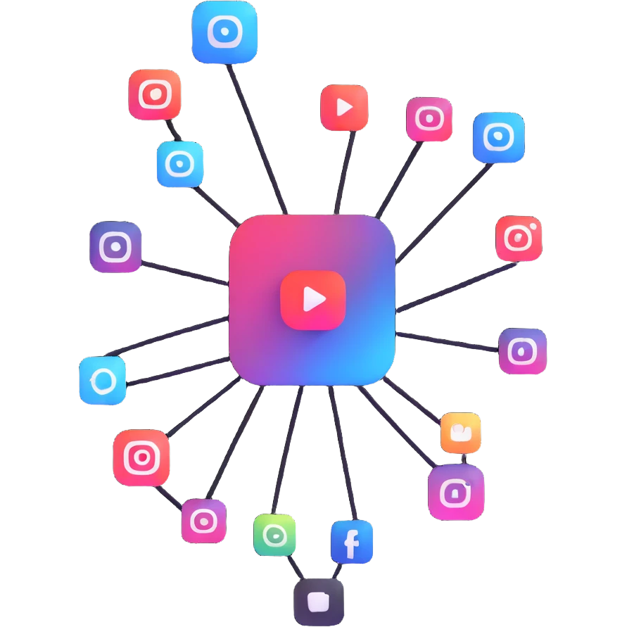 connecting Instagram and YouTube social media accounts, social platforms integration emoji