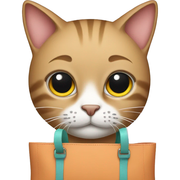 Cat holding a bag with long nails emoji