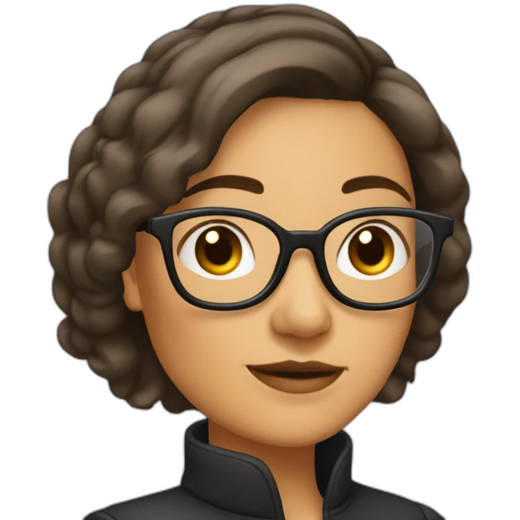 Femme brune coupe au carré court, avec lunettes carré emoji
