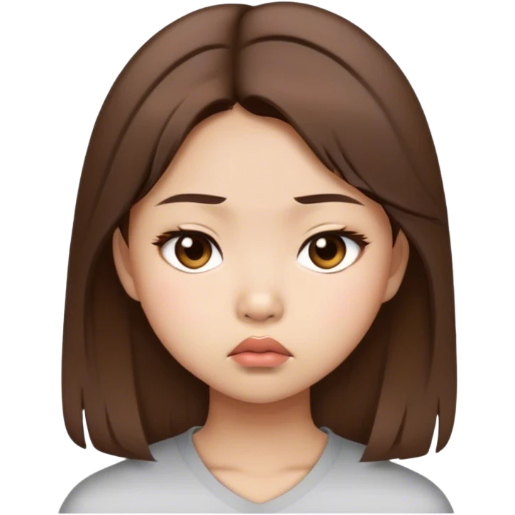 Fille asiatique brune qui boude emoji