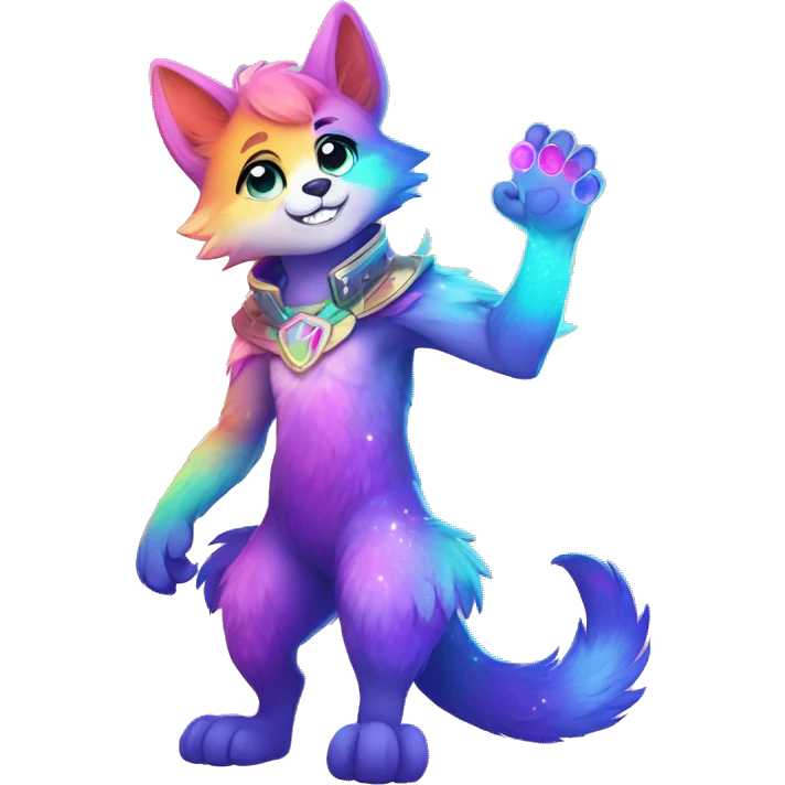 Colorful gradient-Sparkle-nebula-fursona anthropomorphic furry full body emoji