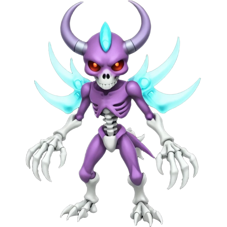 Shiny Horned Badass Edgy Dark Evil Spectral Dusky Spooky Skeletal Cool Hot Stylish Handsome Duskull-Darkrai-Genesect-Fakémon-fusion (full body) emoji