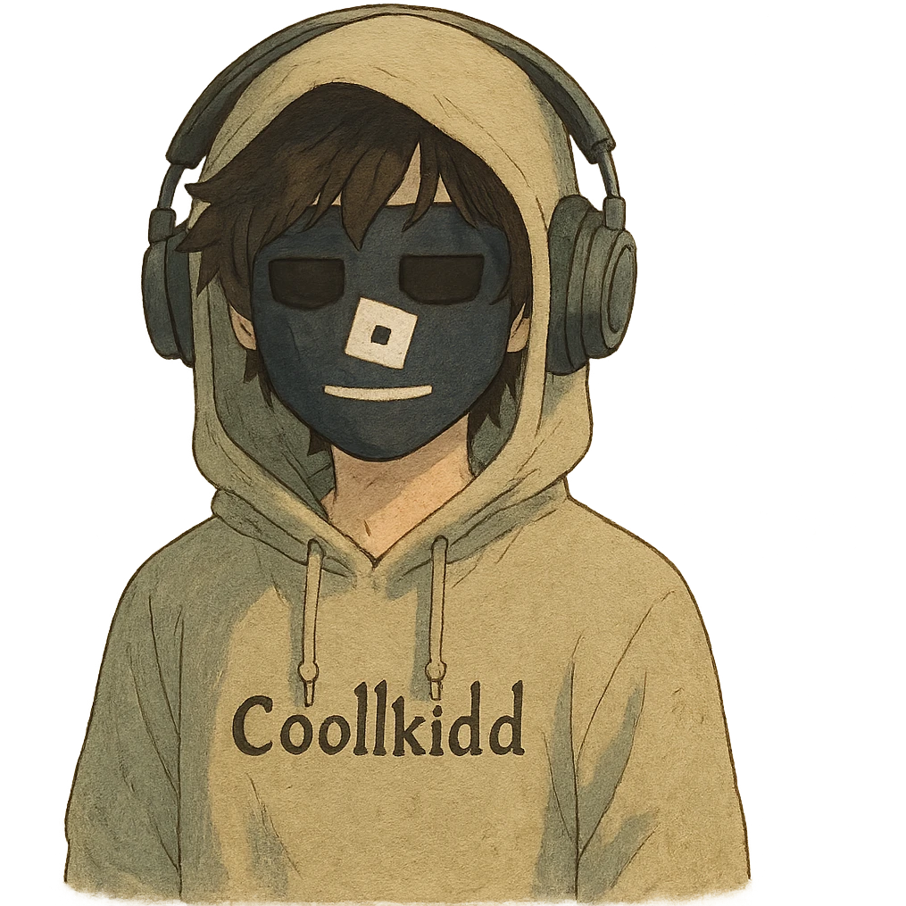 C00lkidd, Roblox hacker, with a mysterious aura, ghibli-inspired style emoji