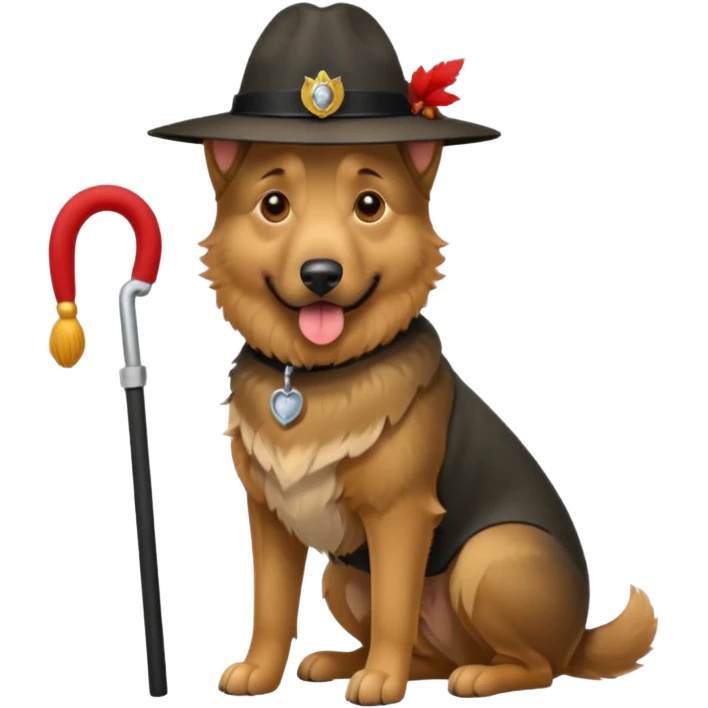 berger allemand debout avec un chapeau emoji