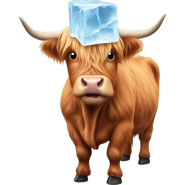 Highland cow eating ice cube emoji