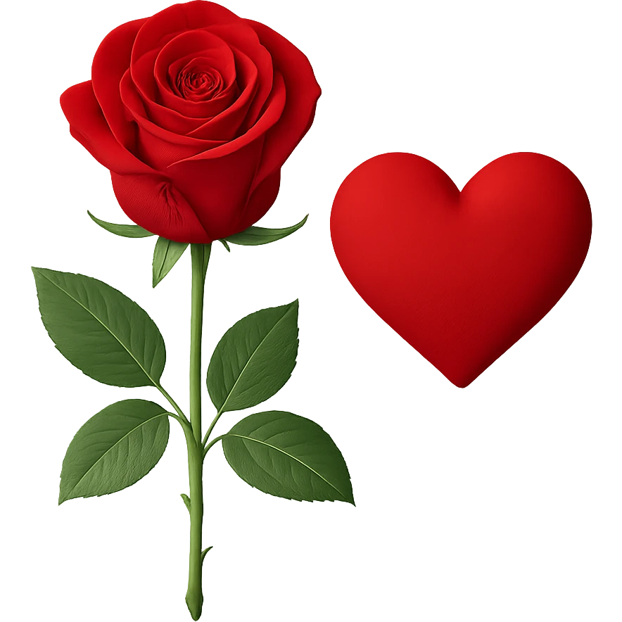 rose with a heart, no background emoji
