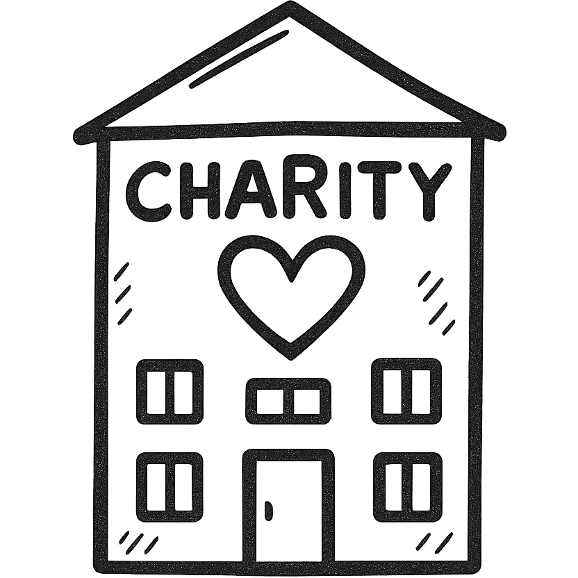 charity building, hand drawn, simple emoji