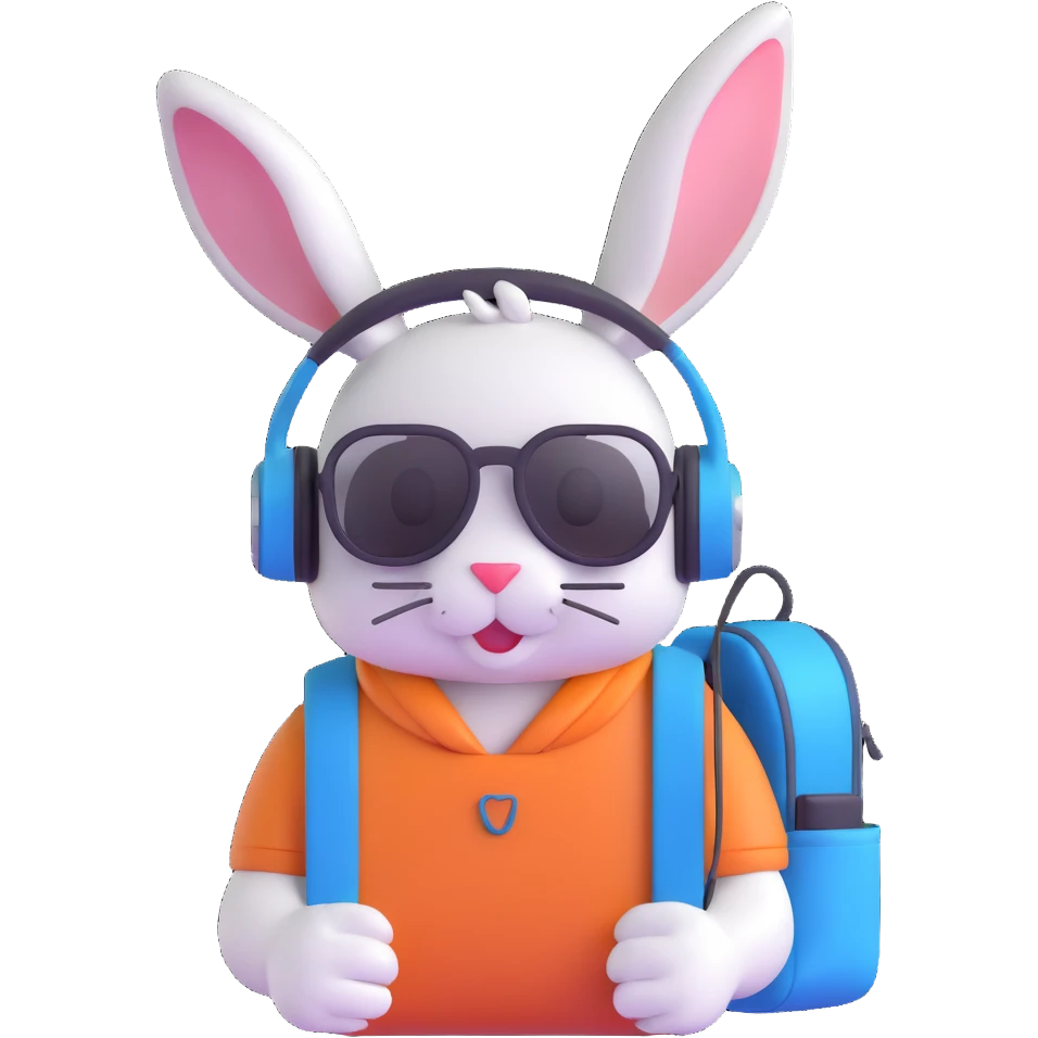 rabbit with headphones and backpack emoji