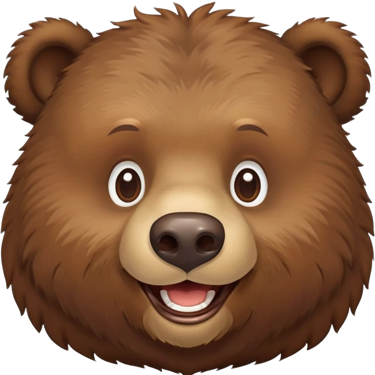 Happy Russian brown bear head, smiling, front view emoji