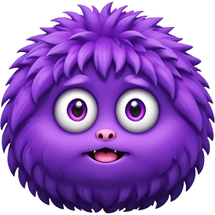 A round fluffy monster with big sparkling eyes emoji