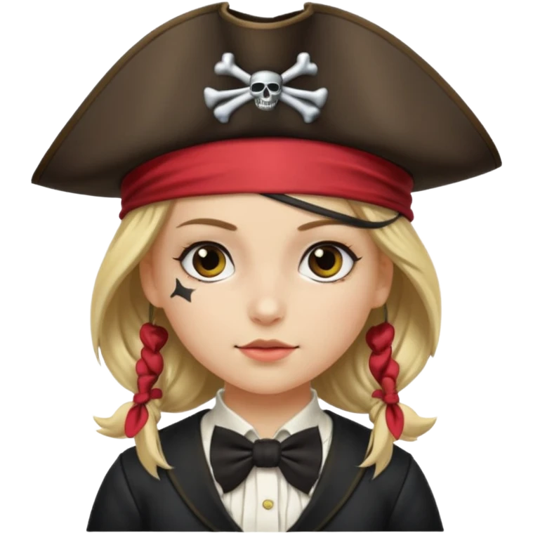 girl pirate with bow tie emoji