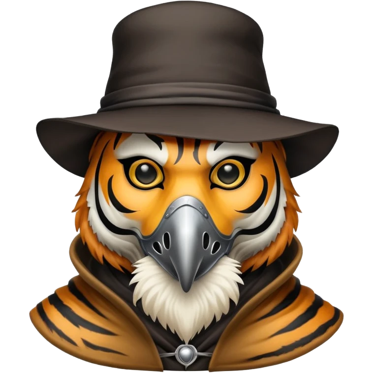 Tiger plague doctor with mask and hat emoji
