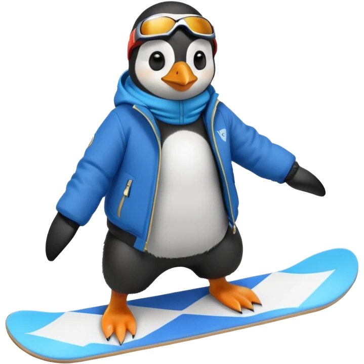 Snowboarder Penguin emoji