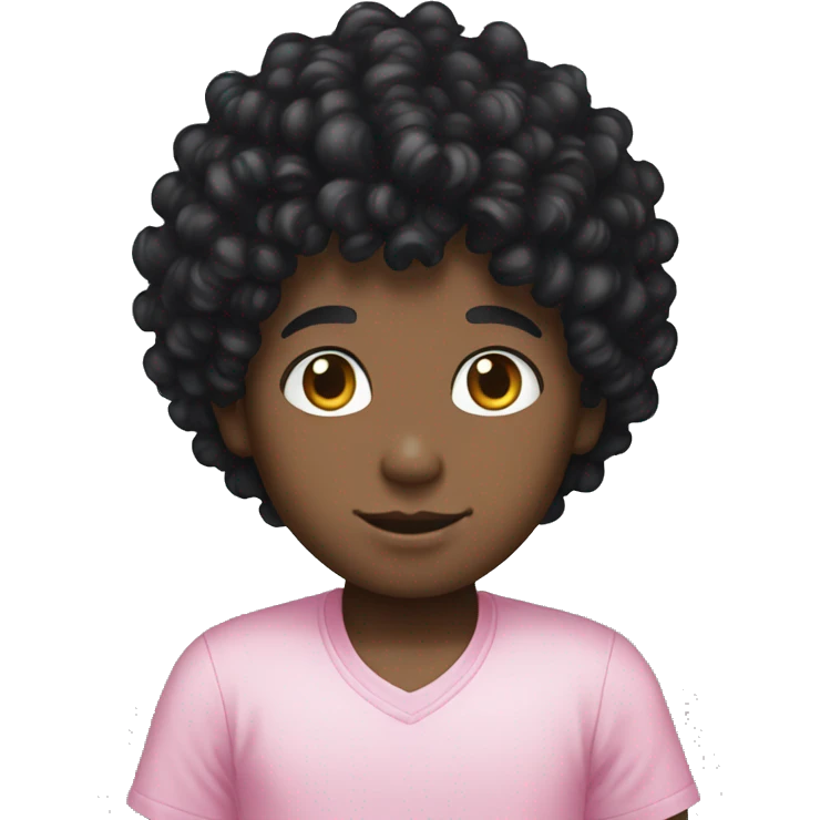 Black curly hair boy hello kitty emoji