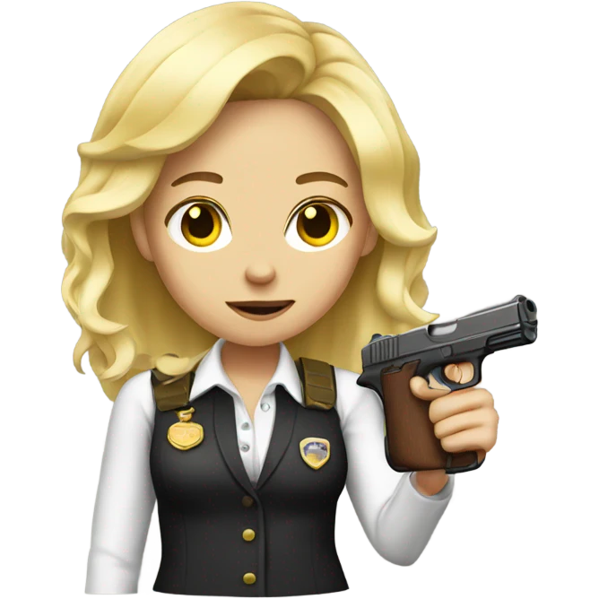 blonde girl whit pistol emoji