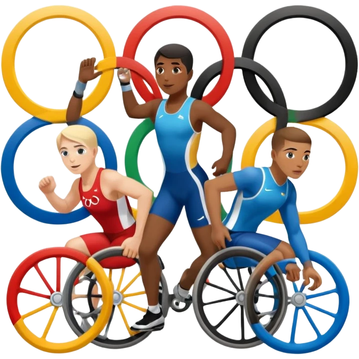 paralympic games with disable athletes with the olypic rings emoji