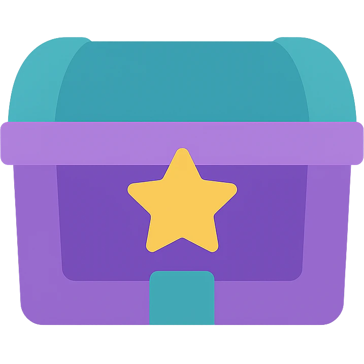 purple and teal rewards chest icon emoji