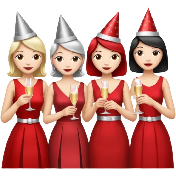 listening party people who only wearing red and silver dress code emoji