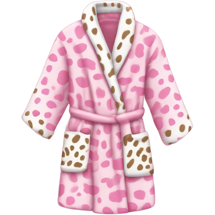 Pink robe with white Cheetah print ￼￼ emoji
