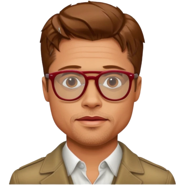 Brad Pitt, wearing dark red glasses emoji