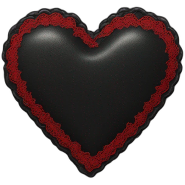 Black leather heart with red lace border emoji