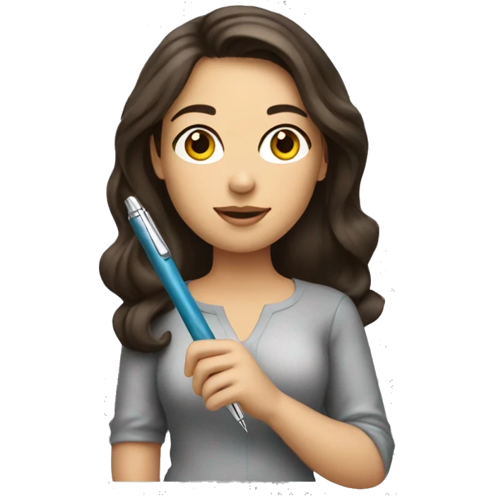 Brunette woman holding a sparkly pen   emoji