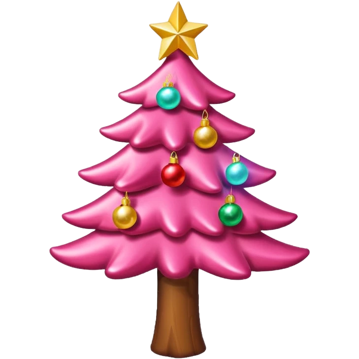 Crea un arbol de navidad en color rosa que parezca de caramelo Agrega luces navideñas has que la estrella  de arriba brille emoji
