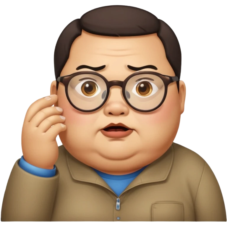 Fat Chinese guy with glasses slobbering emoji