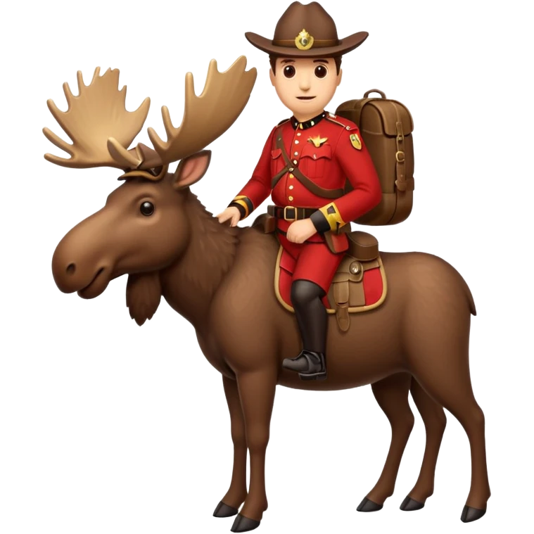 A moose with a mountie on the back emoji
