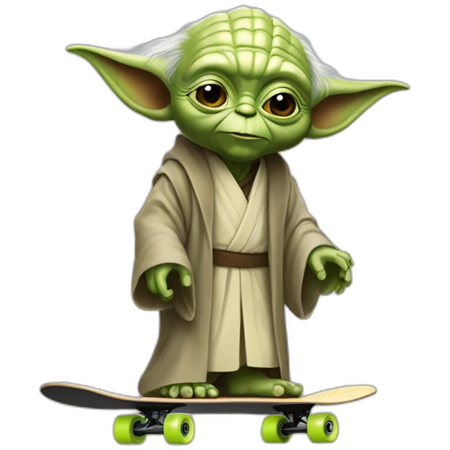 Maitre yoda qui fais du skateboard emoji