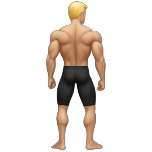 muscular leg, backshot, black short, white male emoji