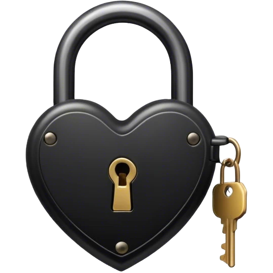 black vintage heart-shaped lock emoji