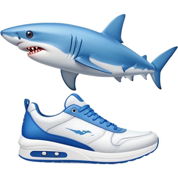 Blue shark with sneakers  emoji